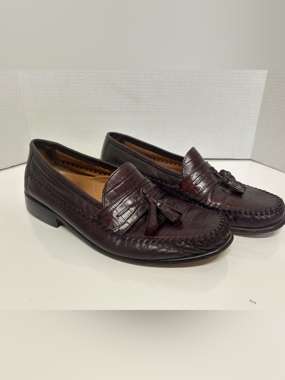 Florsheim Pisa Crocodile Print Embossed Leather Tassel Loafers Men’s 9EEE 9